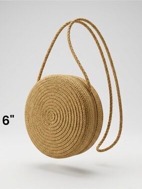 Bohemian Woven Round Crossbody Bag in Tan Boho bag